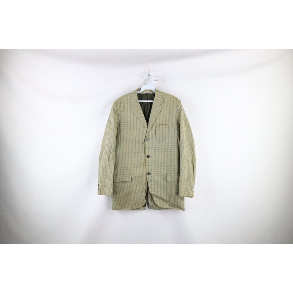 Vintage 50s Macys Mens 37L 3 Button Suit Coat Blazer Sport Jacket Plaid Japan